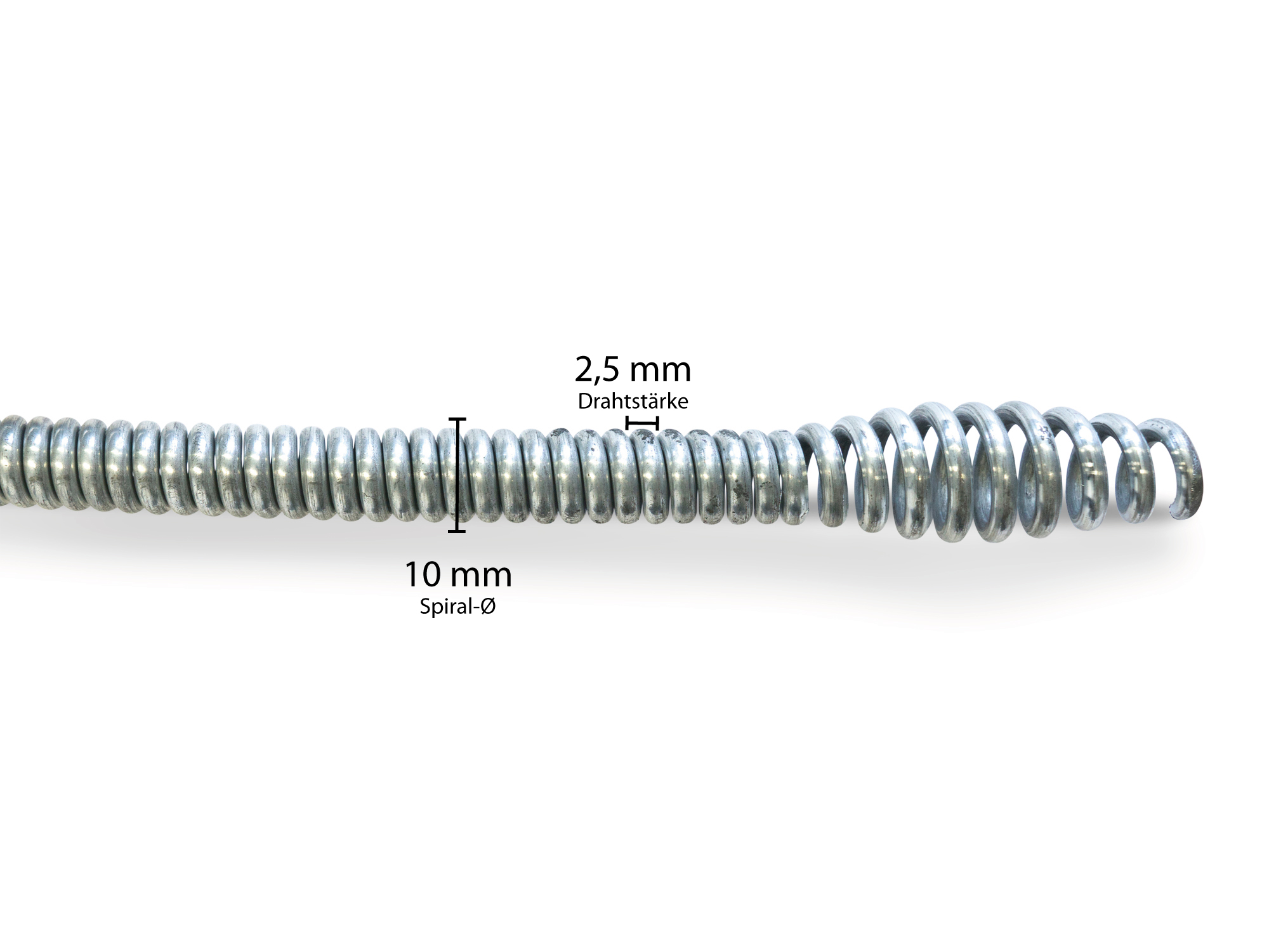Spirale Ø10 mm x 10 m, DS 2,5mm mit Bohrkopf