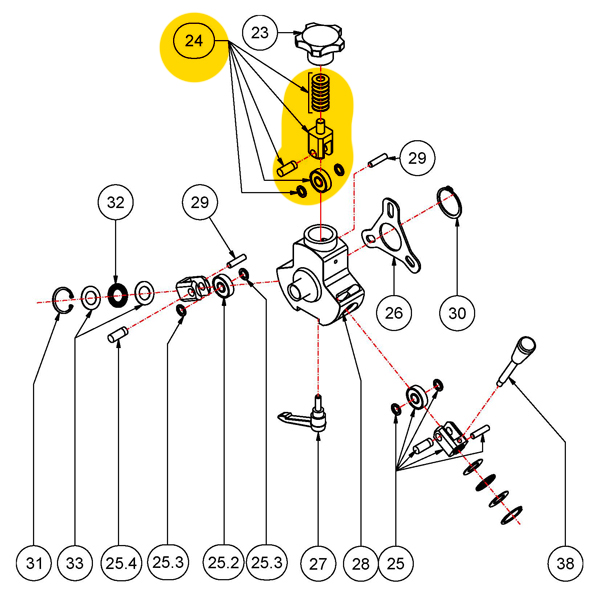 Vorschublagerhalter oben, mit Lager und