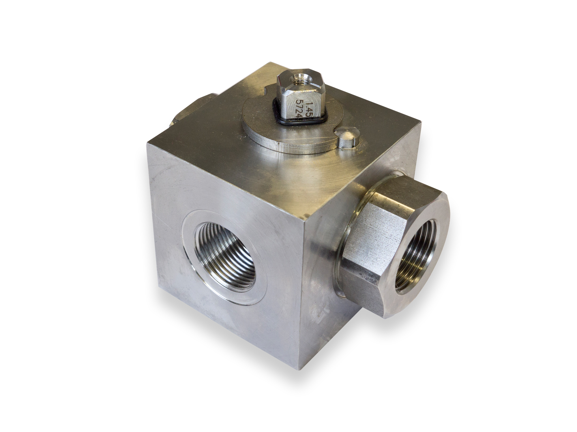 Block-Kugelhahn ¾", 3-2-Wege VA